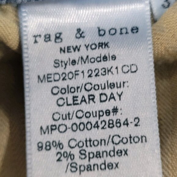 Rag & Bone Blue Denim Fit 2 Slim Straight Distressed Stretch Jeans 34x32 - Picture 4 of 16